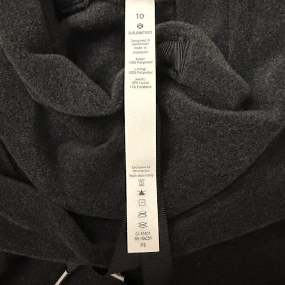 Lululemon Go Forward Pullover Fleece Gray Black High-Neck Size 10